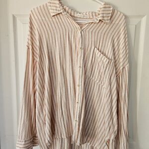 BE COOL Striped Blouse in Peach and White